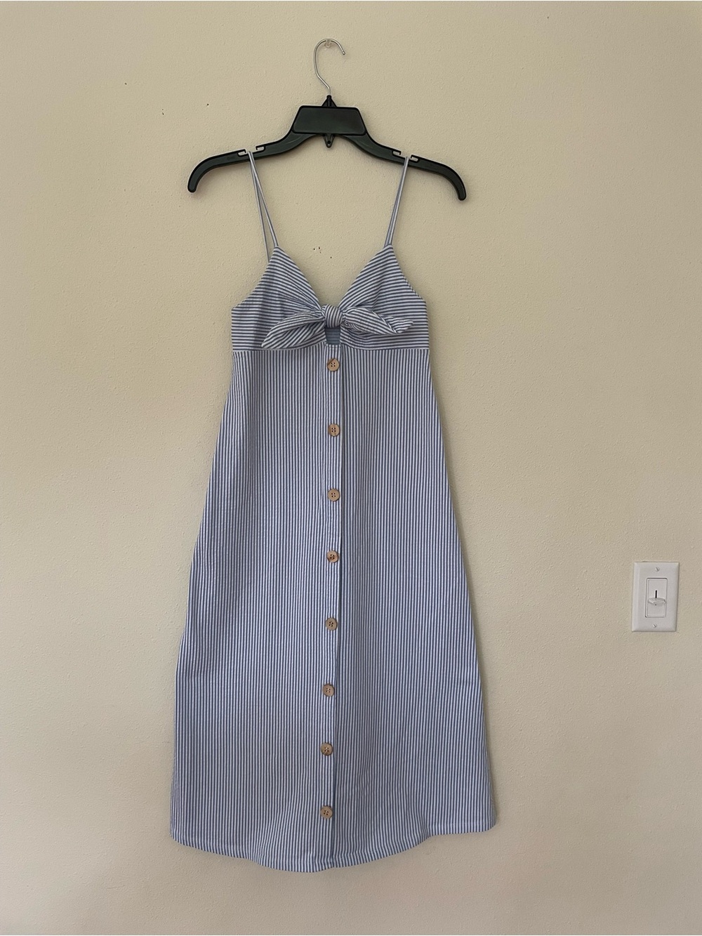 Zara Trafaluc Blue & White Striped Tie-Front Midi Dress #84